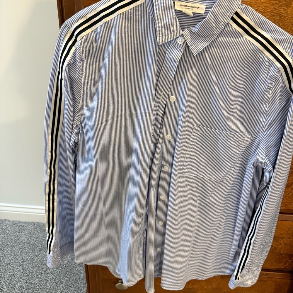 beachlunchlounge Blue and navy Striped womens Shirt